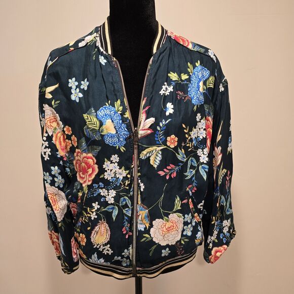 Johnny Was Jackets & Blazers - Johnny Was Bomber Jacket Reversible XS Womens Floral Boho Rayon Lightweight